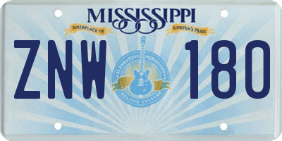 MS license plate ZNW180