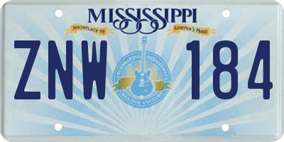 MS license plate ZNW184