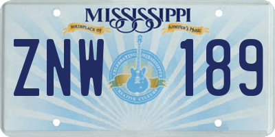 MS license plate ZNW189