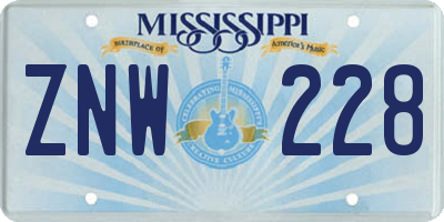 MS license plate ZNW228