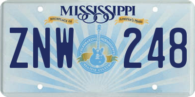 MS license plate ZNW248