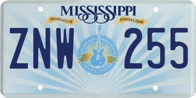 MS license plate ZNW255