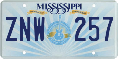 MS license plate ZNW257
