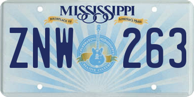 MS license plate ZNW263