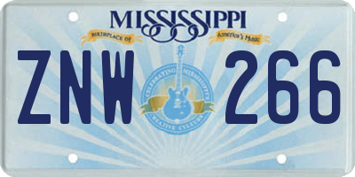 MS license plate ZNW266