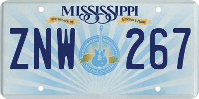 MS license plate ZNW267