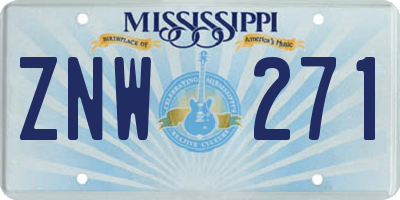 MS license plate ZNW271