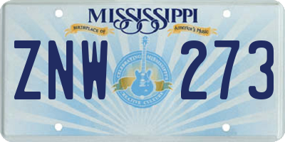 MS license plate ZNW273
