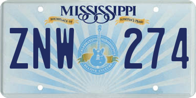 MS license plate ZNW274