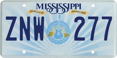 MS license plate ZNW277
