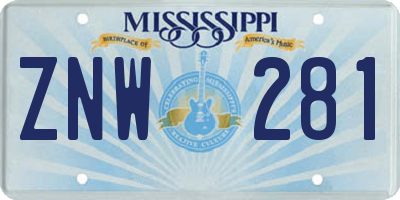 MS license plate ZNW281