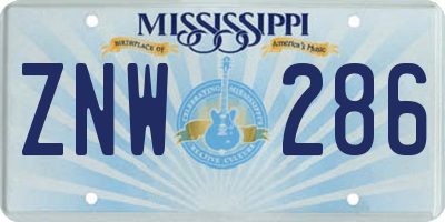 MS license plate ZNW286
