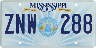 MS license plate ZNW288