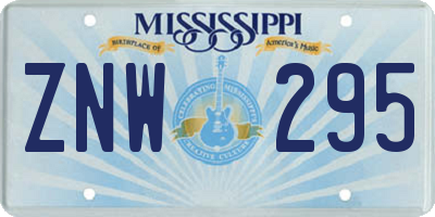 MS license plate ZNW295