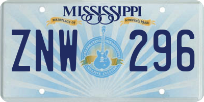 MS license plate ZNW296