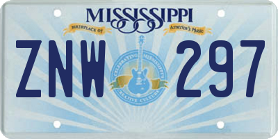 MS license plate ZNW297