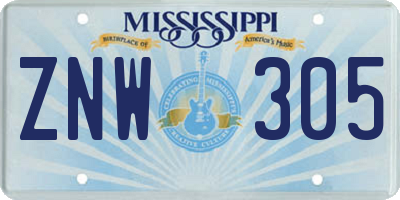 MS license plate ZNW305