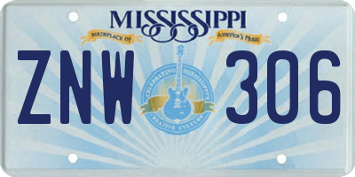MS license plate ZNW306