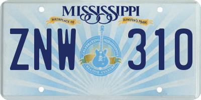 MS license plate ZNW310