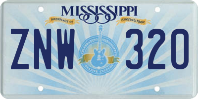 MS license plate ZNW320