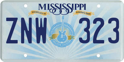 MS license plate ZNW323