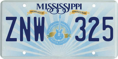 MS license plate ZNW325