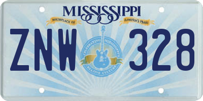 MS license plate ZNW328