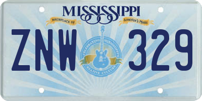 MS license plate ZNW329