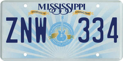 MS license plate ZNW334