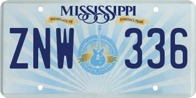 MS license plate ZNW336