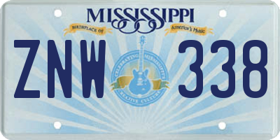 MS license plate ZNW338