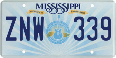 MS license plate ZNW339