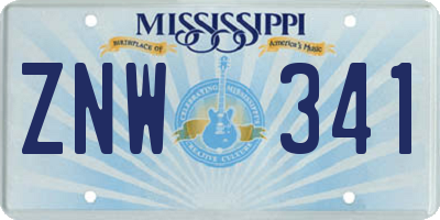 MS license plate ZNW341