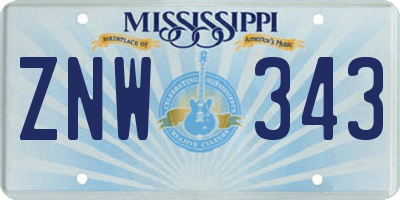 MS license plate ZNW343