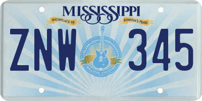 MS license plate ZNW345