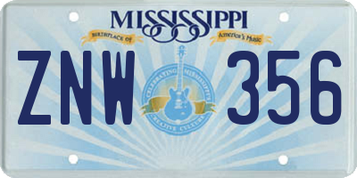 MS license plate ZNW356