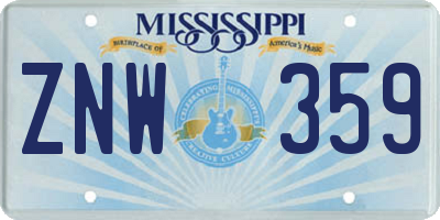 MS license plate ZNW359