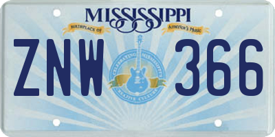 MS license plate ZNW366