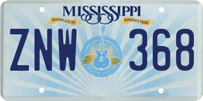 MS license plate ZNW368
