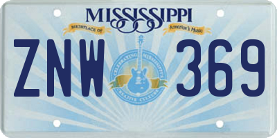 MS license plate ZNW369