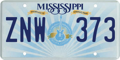 MS license plate ZNW373