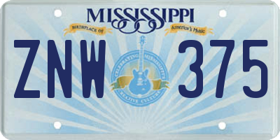 MS license plate ZNW375