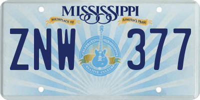 MS license plate ZNW377