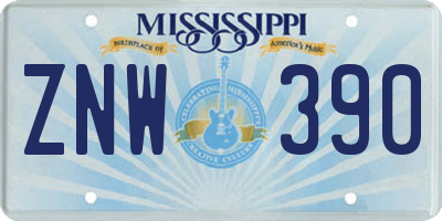 MS license plate ZNW390