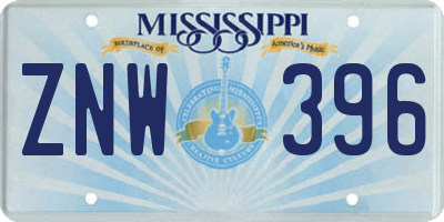 MS license plate ZNW396