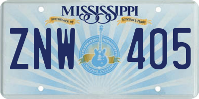 MS license plate ZNW405