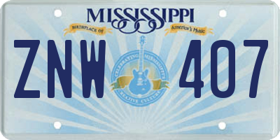 MS license plate ZNW407