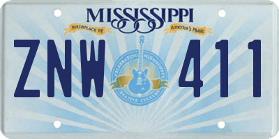 MS license plate ZNW411