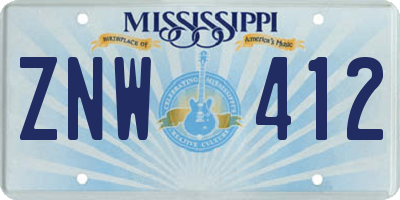 MS license plate ZNW412