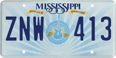 MS license plate ZNW413